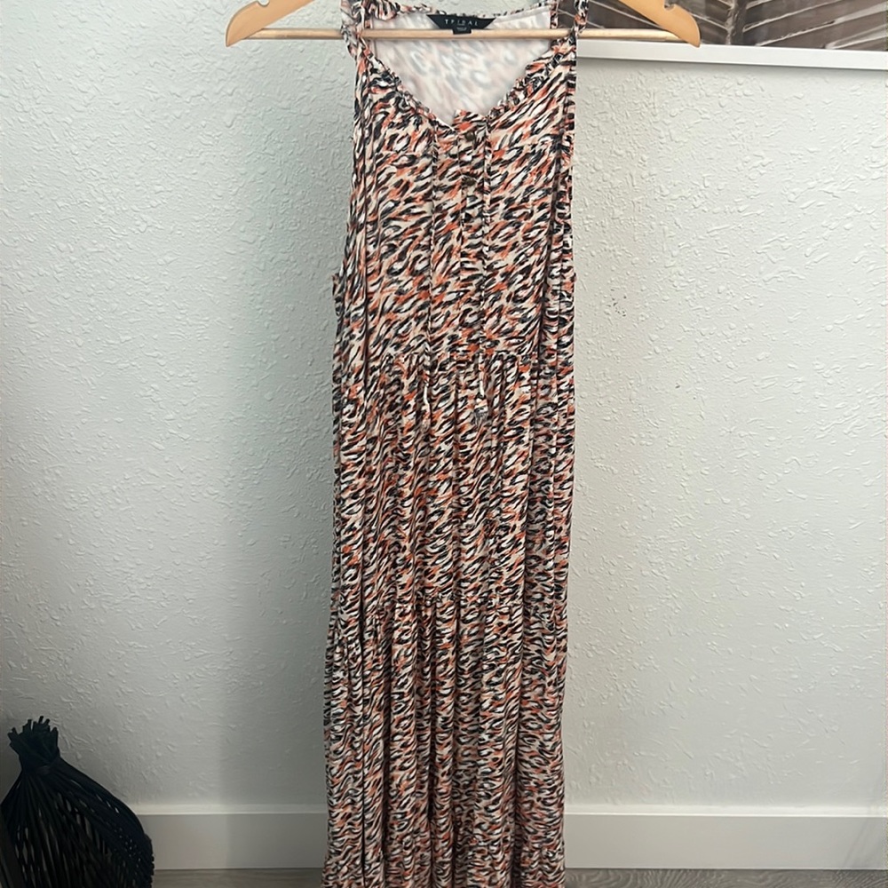 Tribal Maxi Dress in Orange, Black, White
